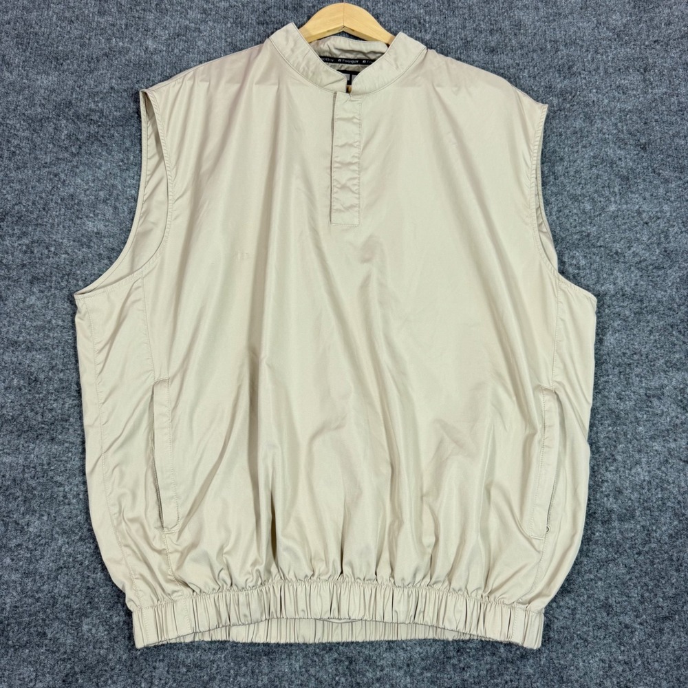 FootJoy Golf Vest Windbreaker Pullover Mens Large Tan Polyester GUC